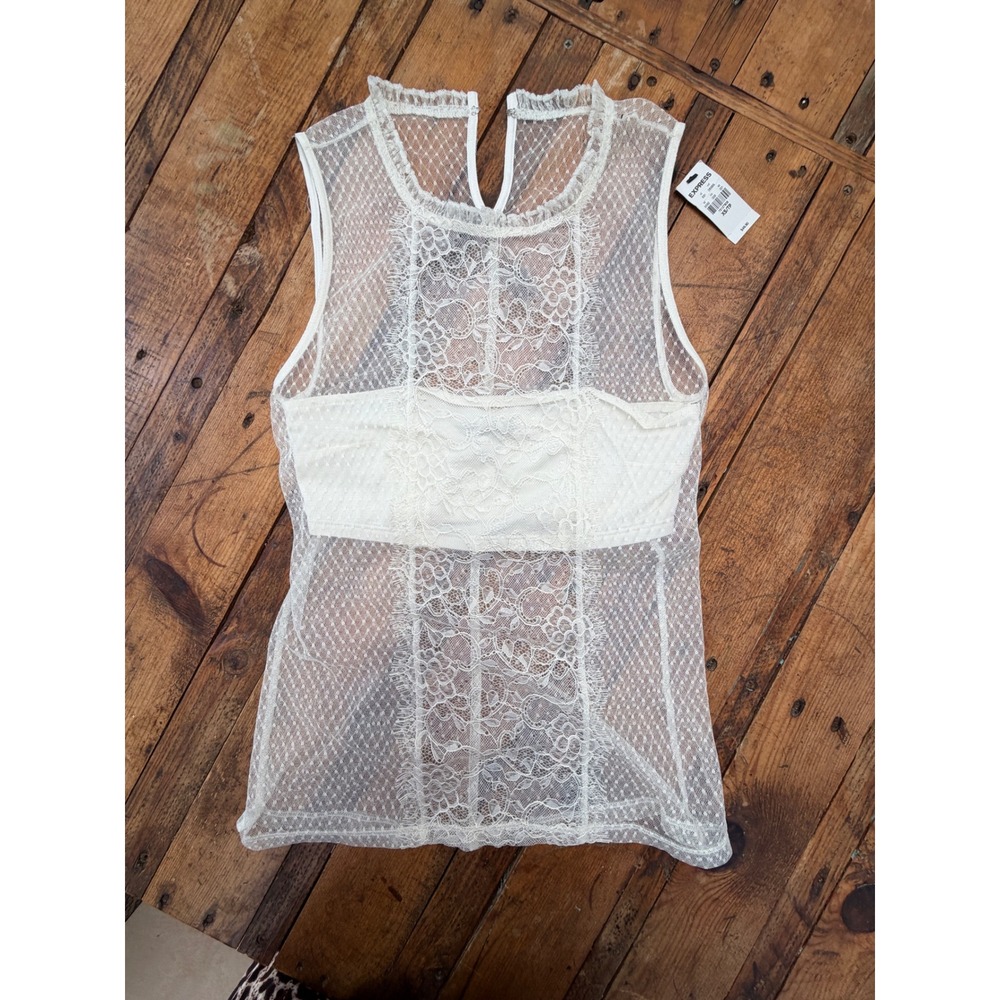 Express Sheer Lace Mesh Tank Top Womens XS Romantic Coquette Fairycore